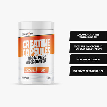 Per4m 100% Pure Micronised Creatine Monohydrate - Unflavoured 90 Capsules