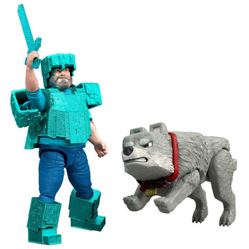 Minecraft Movie Steve and Wolf Action Figure Set (2 Pieces)