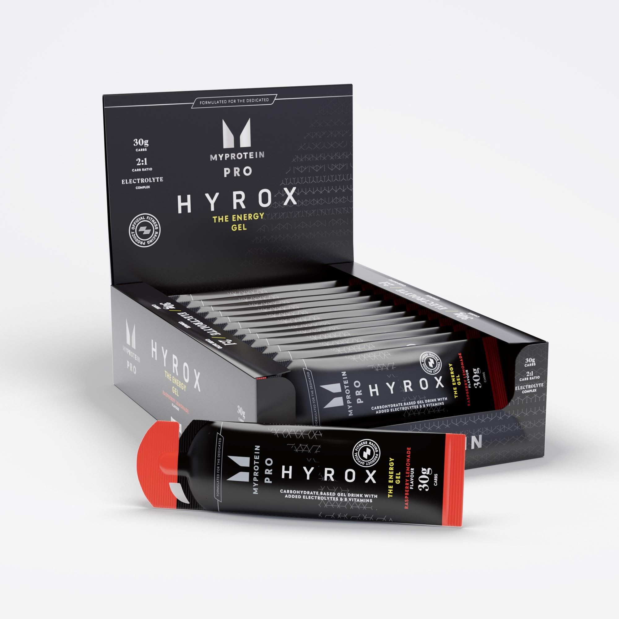 Myprotein PRO x HYROX THE Energy Gel | 30g Carbs with Electrolytes & B Vitami...