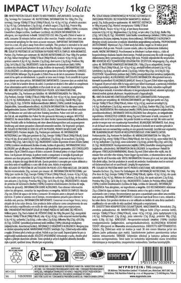 MyProtein Impact Whey Isolate 1 kg Unflavoured