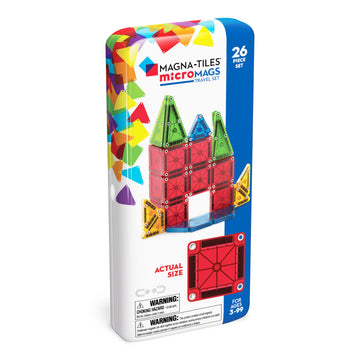 Magna-Tiles microMAGS 26-Piece Travel Magnetic Construction Set – Bold Colors...