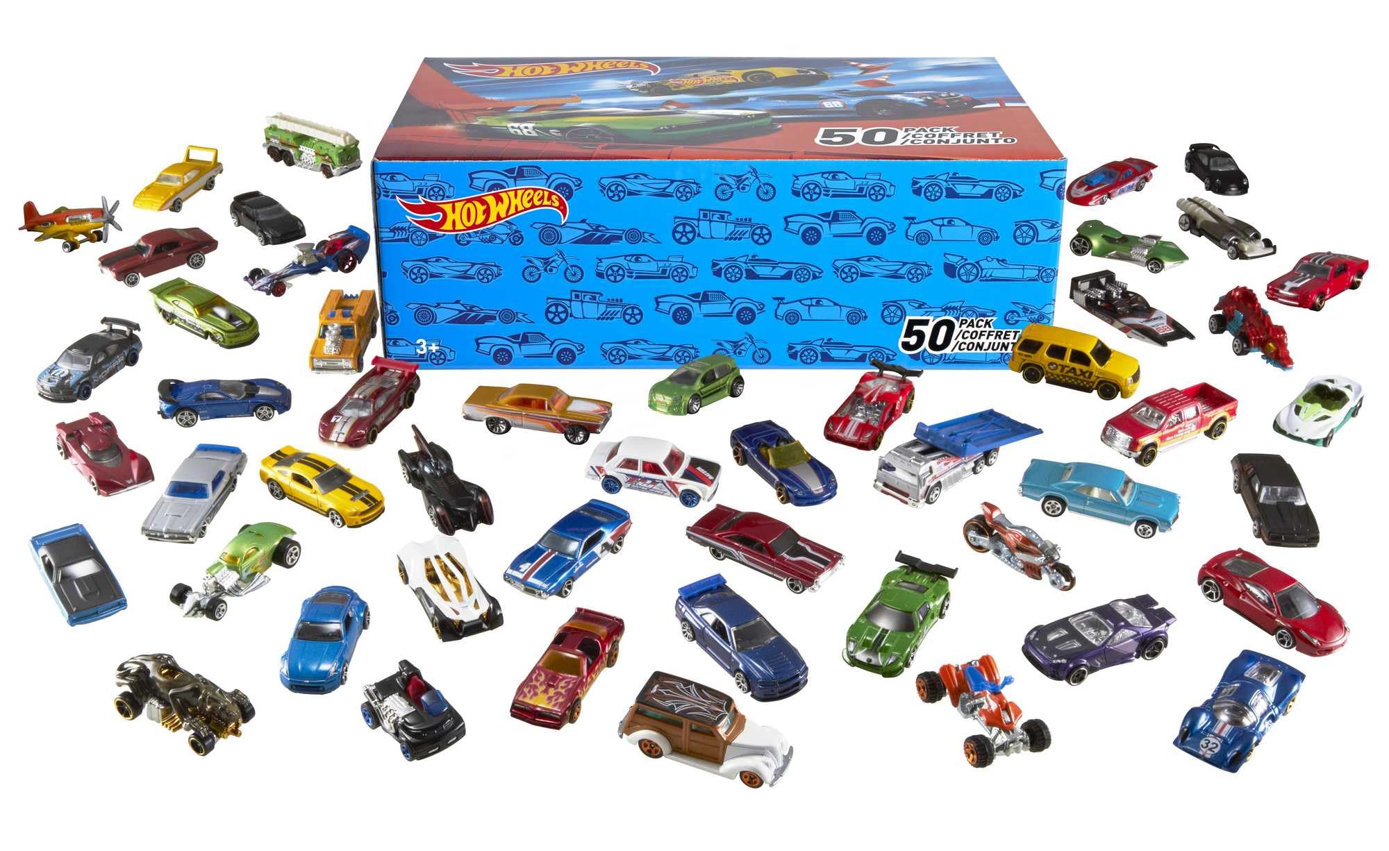 Hot Wheels 50-Car Pack of 1:64 Scale Vehicles Individually Packaged